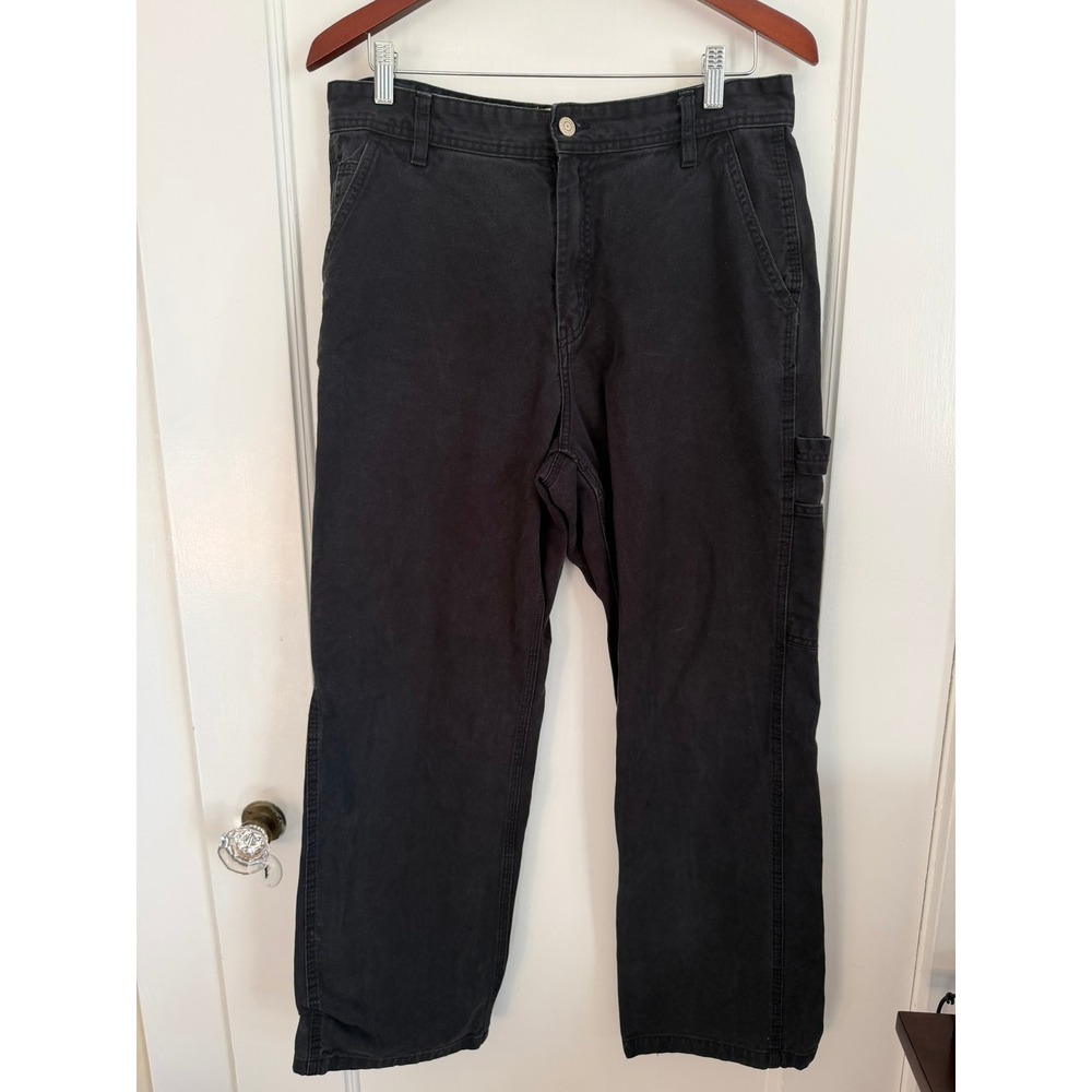 H&M Pants Mens 32 Relaxed Fit Carpenter Utility Black Cotton Twill Workwear